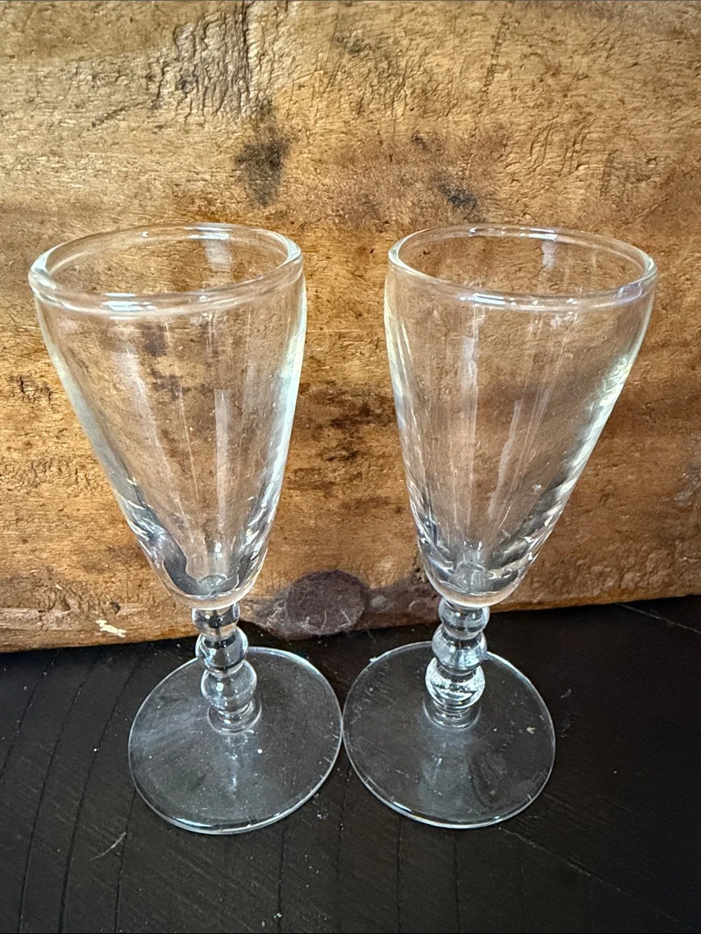 Vintage Pair of Cordial Clear Beehive Glasses